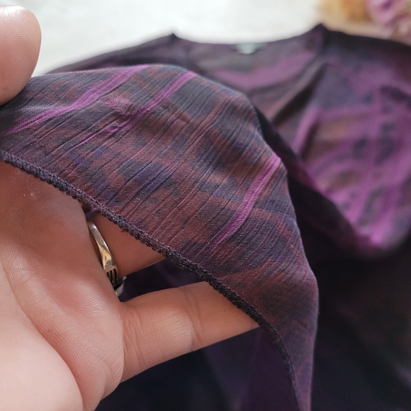 🔴 2/$20 PRETTY WOMEN Purple Top/Blouse Sheer With Jewels - Picture 6 of 11